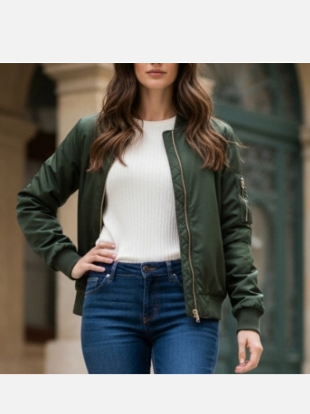 Classic Silky Bomber Jacket Olive Green Various Sizes Streetwear